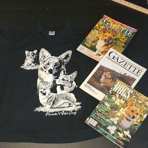 VINTAGE Pembroke Welsh Corgi Black T-Shirt & VINTAGE MAGAZINES